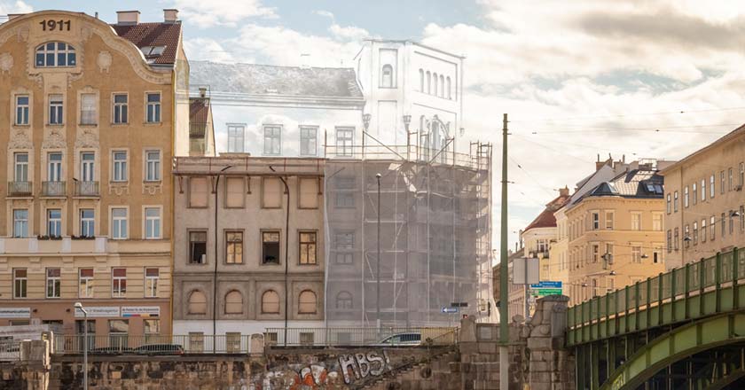 Wohnhaus Radetzkystraße in Wien; Sommer 2020 - Fotomontage: MVÖ